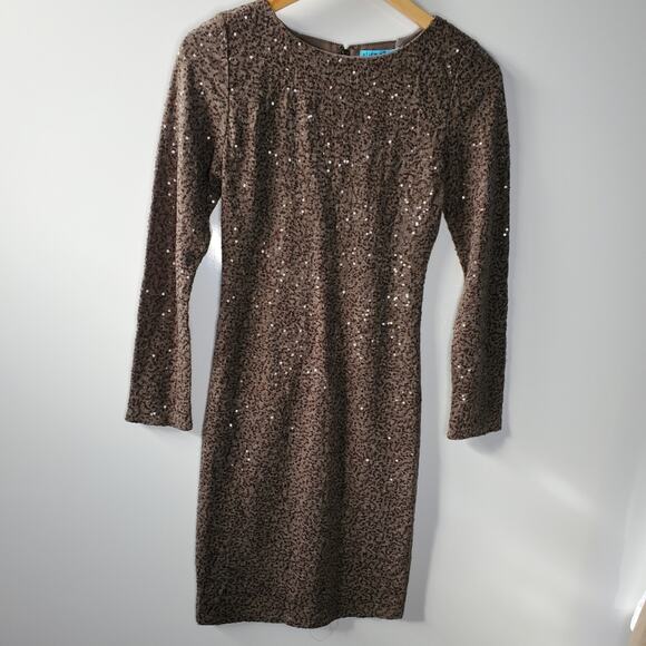 Alice + Olivia Nala Sequined Dress in Chocolate (Brown) Size S - Picture 11 of 12